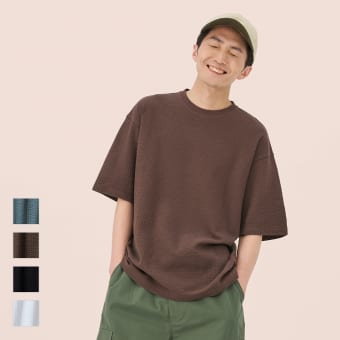 シアサッカーコットンストレッチ半袖Ｔシャツ