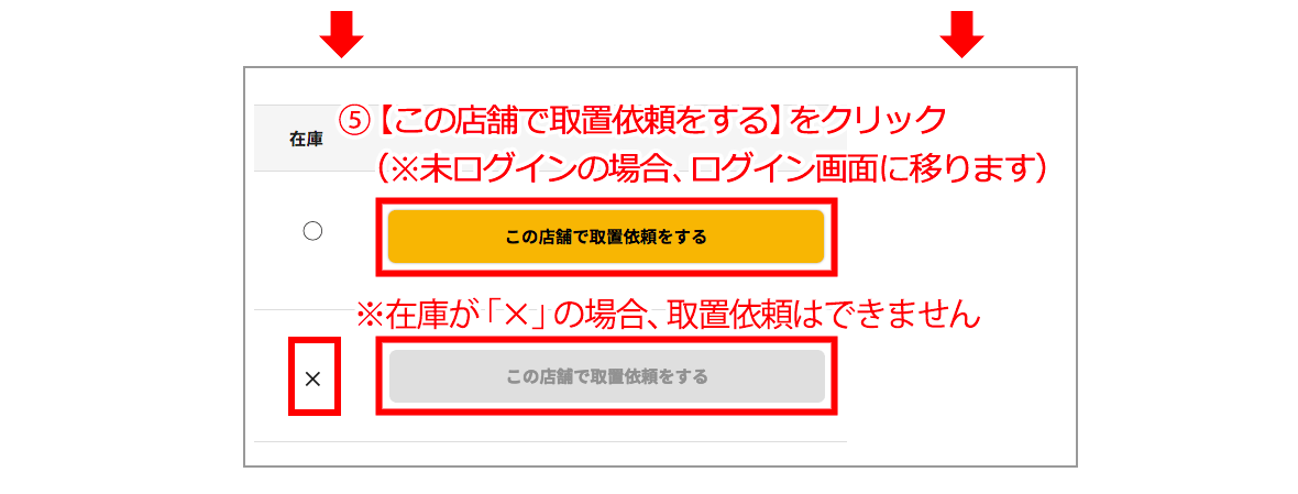 この店舗で取り置き依頼をする